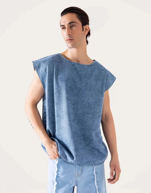 FADED DENIM TANK TOP